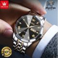 Inspired by upodate Inspired by Oli-vs 9931 New Business Qua_rtz Watch For Men Dual Calendar Luxury Diamond Dial Waterproof Stainless Steel Strap Men Wristwatch - ঘড়ি.