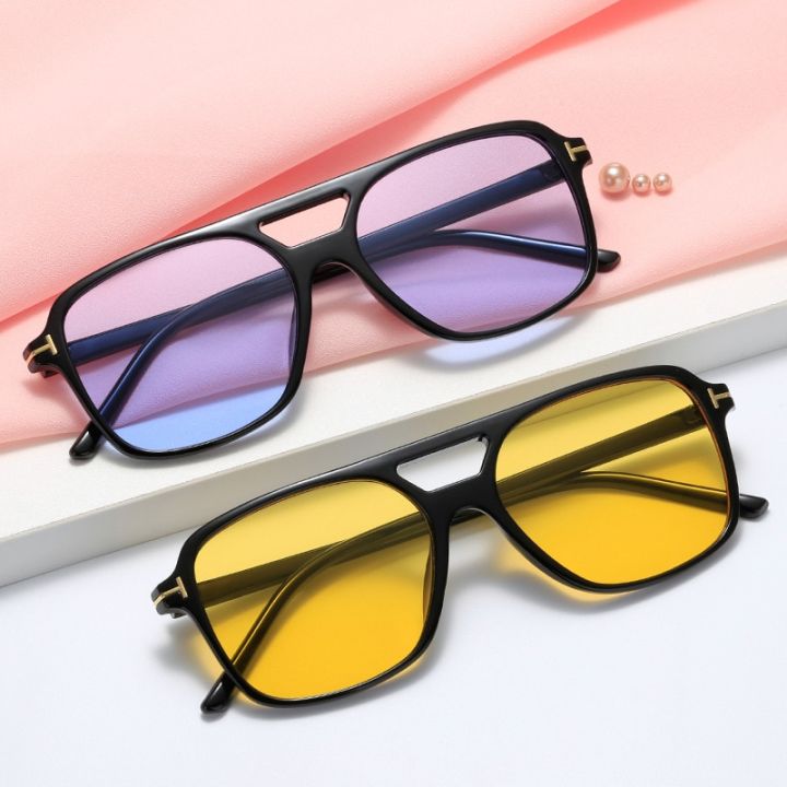 Fashion%20Rectangle%20sunglasses%20women%20men%20brand%20design%20Tom%20Ford%20Candy-colors%20oversized%20Flat%20top%20sun%20glassses%20Double%20Bridge%20Eyewear%20-%20Image%202