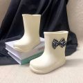 Fashion Kids Rain Boot Baby Boy Girl Raincoat Infant Toddler Child Bow Shoes PVC Waterproof Soft Bottom Baby Shoes 1-10Y.