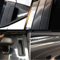 7D Glossy black silver Carbon Fiber Vinyl Film Car Interior Wrap Stickers 12 inch by 60 inch.