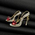 Ladies Crystal Rhinestone High Heel Princess Shoes Brooches Women Stylish Charm Brooch Pin. 