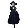 2024 New Gothic Punk Dark Style Lolita Women's Dress Harajuku Vintage Black Long Bubble Sleeve Waist Cinched Dress Autumn Winter.