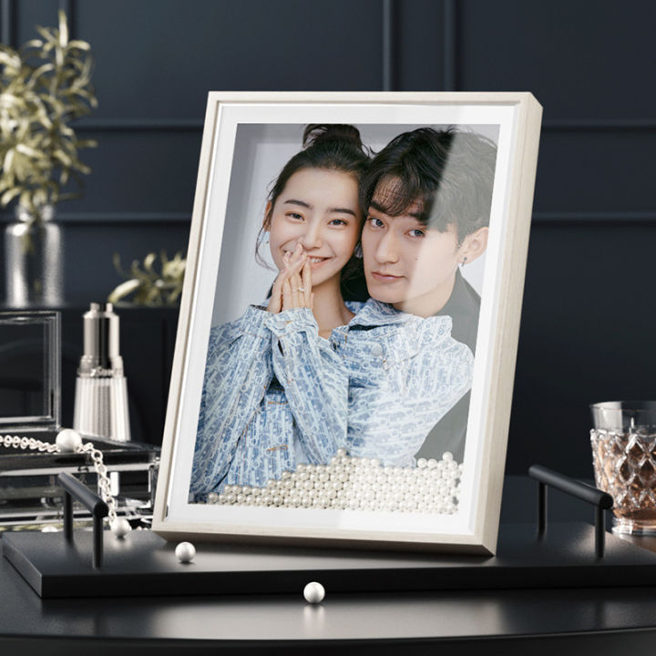 Wedding photo frame double glass wooden pearlWedding Photo Frame Cross-Border