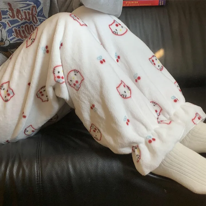 Sanrio%20Hello%20Kitty%20Plush%20Pajama%20Pants%20Anime%20Kt%20Cat%20Coral%20Fleece%20Soft%20Trousers%20Women%20Casual%20Home%20Trousers%20Kawaii%20Birthday%20Gift%20-%20Image%205