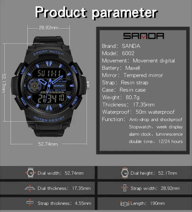 SANDA%206002%20Large%20Men%20Watches%20Digital%20Watch%20Luminous%205BAR%20Waterproof%20Male%20Sport%20Watch%20Quartz%20Dual%20Display%20relogio%20masculino%20-%20Image%203