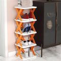 Creative 5-layer Shoe Rack Storage Organizer Simple Plastic Household Multi-function Space-saving Folding Shoe Stacker Shelf Large Size. 