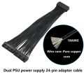 Dual PSU Power Supply 24-Pin ATX Cable, for ATX Motherboard Cable. 