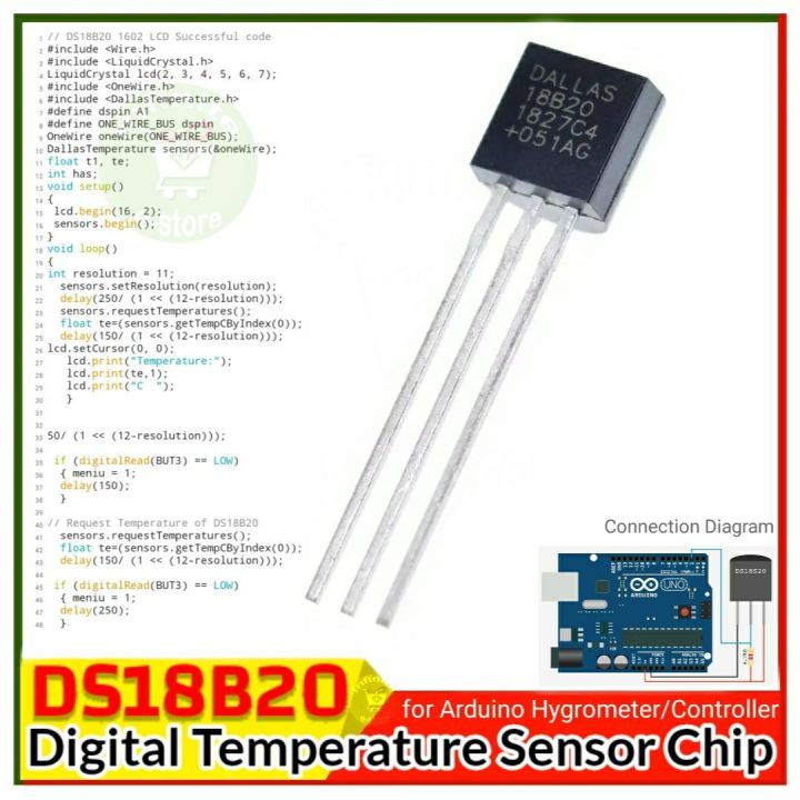 DALLAS DS18B20 18B20 TO-92 IC CHIP Thermometer Temperature Sensor for ...