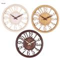 Large Retro Wall Clock Silent Non-Ticking Battery Operated Vintage Hollow Arabic Numerals.