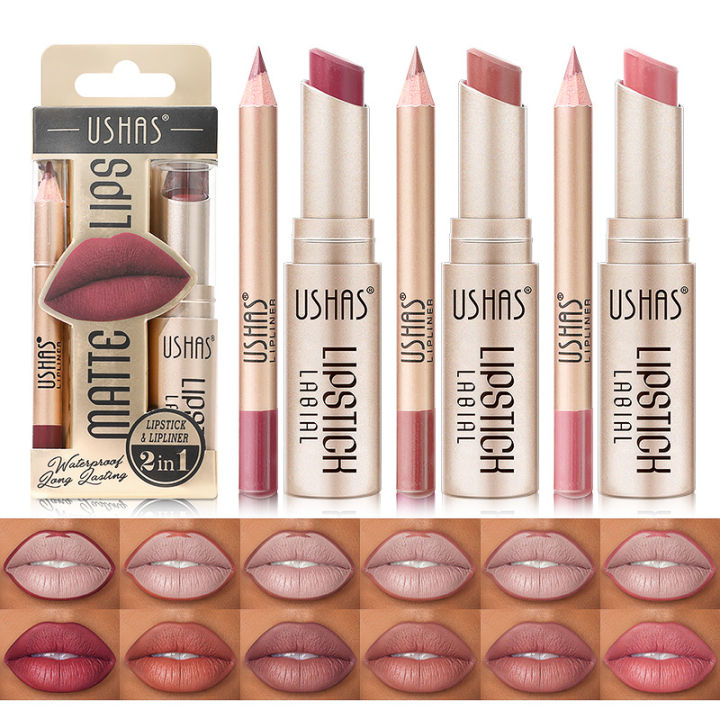 USHAS%2012%20Color%20Lip%20Liner%20Long-lasting%20Easy%20Coloring%20Non-Stick%20Cup%20Long-lasting%20Waterproof%20Matte%20Lipstick%20Lipstick%20Set%20-%20Image%202