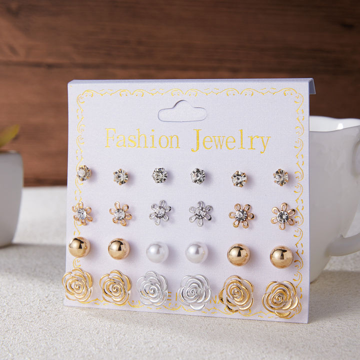 Trendy%20Mixed%20Design%20Pearl%20Stud%20Earrings%20Set%20for%20Women%20New%20collection%20-%2012%20Pairs%20Earring%20for%20Women%20-%20Earring%20Set%20for%20Girls%20Stylish%20Simple%20Top%20-%20Image%202