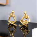 Thinkers Sculptures,Gold Thinkers Resin Statue Reading Ornament,Thinkers Sculpture Decoration, Modern Book Decor Easy to Use B. 