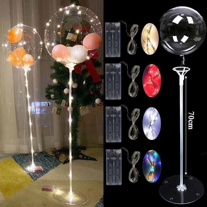 35/70cm LED Balloon Plastic Balloons Stand Birthday Party Wedding Decoration LED Fairy Lights Balon Stand Baby Shower Kids Toy