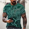Fashion Electronic Chip Men's 3D Print T-Shirt Summer Hip Hop Short Sleeve Harajuku Punk Style Male Oversized T Shirt Unisex Top. 