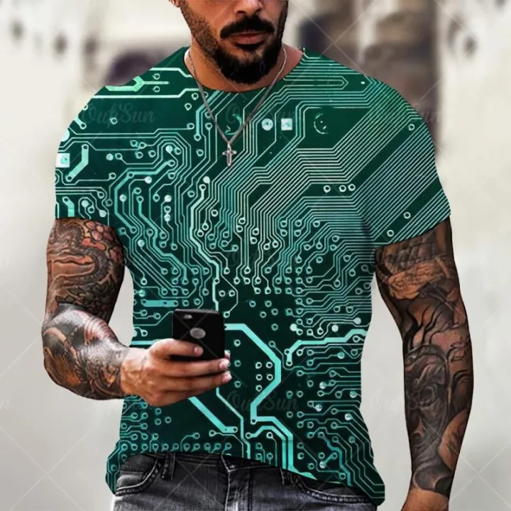 Fashion%20Electronic%20Chip%20Men's%203D%20Print%20T-Shirt%20Summer%20Hip%20Hop%20Short%20Sleeve%20Harajuku%20Punk%20Style%20Male%20Oversized%20T%20Shirt%20Unisex%20Top%20-%20Image%204