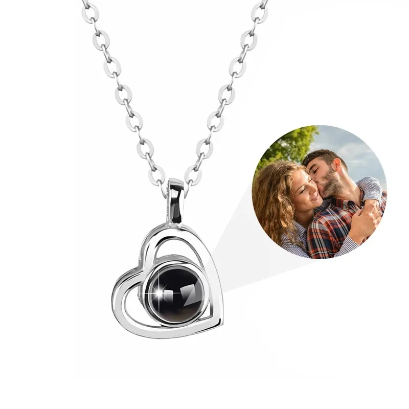 Custom Photo Projection Necklace with Picture Inside I Love You