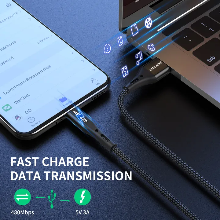 USLION%203A%202M%20(2%20Meter)%20Micro%20USB%20Cable%20Fast%20Charge%20USB%20Data%20Cable%20Cord%20for%20Android%20Phone%20and%20other%20Devices%20USB%20Data%20Cable%20-%20Image%209