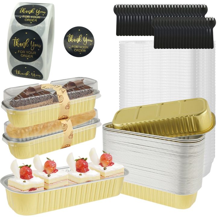 50pcs Aluminum Foil Baking Cake Box Colorful Rectangular Small Tin