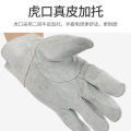 Wholesale short welder hand full leather two-layer cowhide three-rib welding gloves working wear-resistant anti-slip labor protection welder gloves.