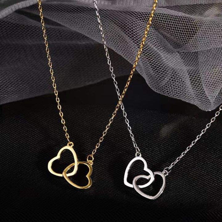 Love Interlocking Necklace 2023 New Women's Clavicle Chain Women's Light Luxury Niche Design Sense Simple Temperament Clavicle Chain