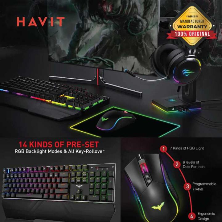 HAVIT KB380L Gaming Wired RGB Mechanical Keyboard, Mouse & RGB Headphone Combo (3 in 1)