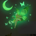 Luminous Moon Butterfly Fairy Wall Stickers Kids Room Fluorescent Wall Papers Home Decor Socket Switch Stickers Glow In The Dark. 