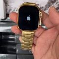 Watch 8 Ultra Gold Edition Smartwatch with Sports Mode 49MM Gold and Orange/Black Belt Smartwatch With **ple Logo.