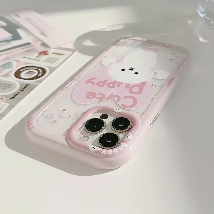 Sroof%20Case%20For%20iPhone%2011%2012%2013%2014%2015%2016%20Pro%20Max%20Korean%20Girls%20Pink%20Cute%20Puppy%20Shockproof%20Silicone%20Soft%20Phone%20Case%20Back%20Cover%20-%20Image%202