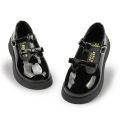 KIDSUN Fashion Children's Shoes Simple Bow Buckle Black Leather Shoes Classic Cute Versatile Princess Dress Shoes. 