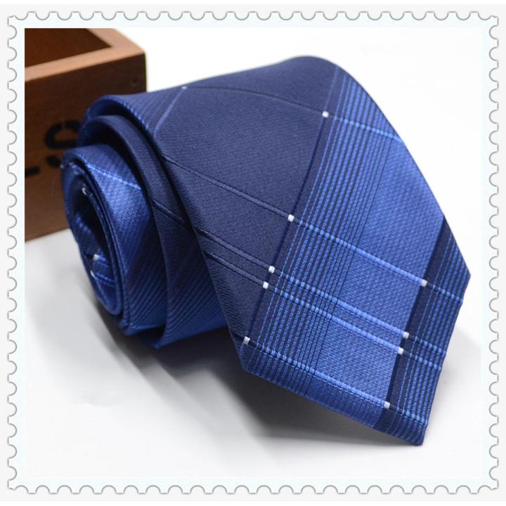 Men's Tie 8cm Zipper System Blue Colour Stripes Long Time for Professional Business Tie
