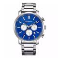 CURREN 8315 Silver Stainless Steel Chronograph Watch For Men - Royal Blue & Silver.
