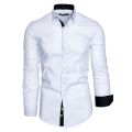 Casual Men's Long Sleeve Shirts Contrast Color Single Breasted Lapel Collar Shirt And Blouse Tops Slim Shirt For Men.