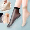 5 Pairs Anti-snagging Silk Women Summer Transparent Socks Cotton Sole Non-slip Seamless Thin Nylon Socks Elastic Breathable Sock. 
