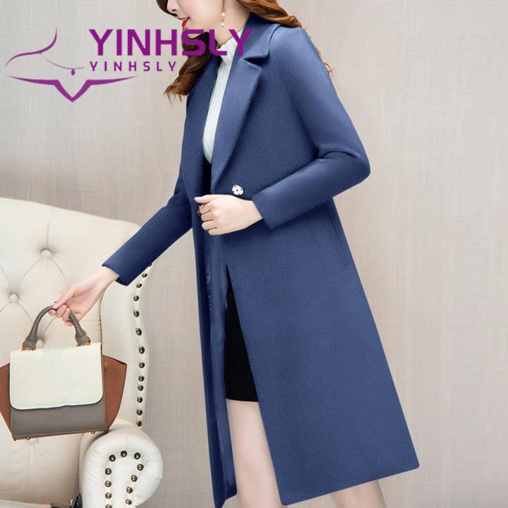 Ladies%20Coat%20Long%20Sleeve%20Slim%20Fit%20Single%20Button%20Woolen%20Coat%20-%20Image%209