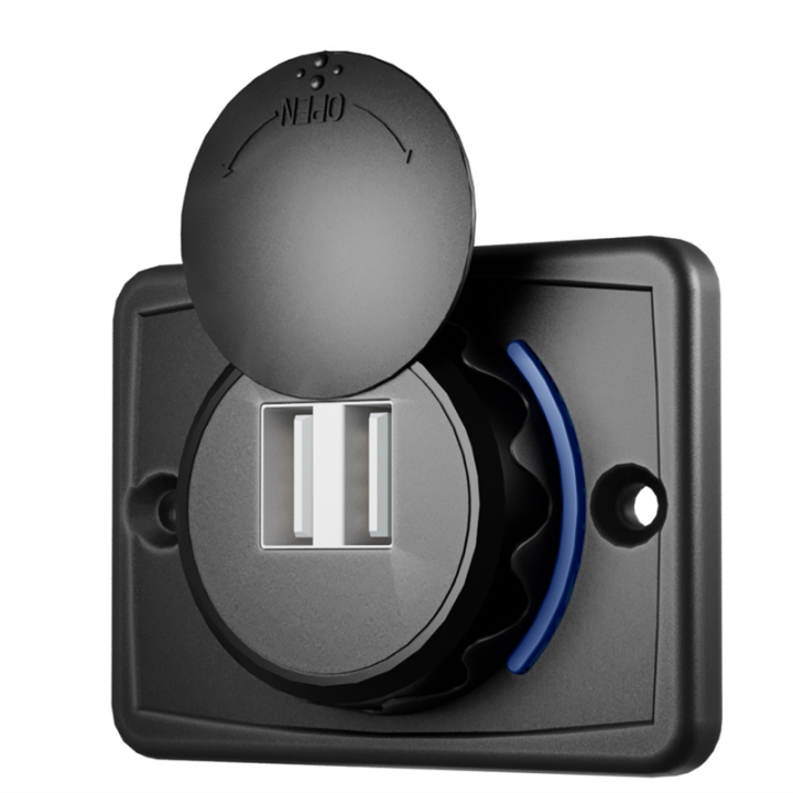 USB Outlet Socket 5V Dual USBs Quick Connector 5V 3.1A Car Outlets with Rotating Cap LED Light Waterproof Cover