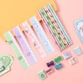 5Pcs Cute Cartoon Pencil Set Sharpener Eraser Ruler Set Gift for Kids School Office Writing Supplies Stationery. 
