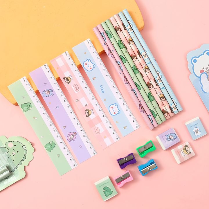 5Pcs%20Cute%20Cartoon%20Pencil%20Set%20Sharpener%20Eraser%20Ruler%20Set%20Gift%20for%20Kids%20School%20Office%20Writing%20Supplies%20Stationery%20-%20Image%202