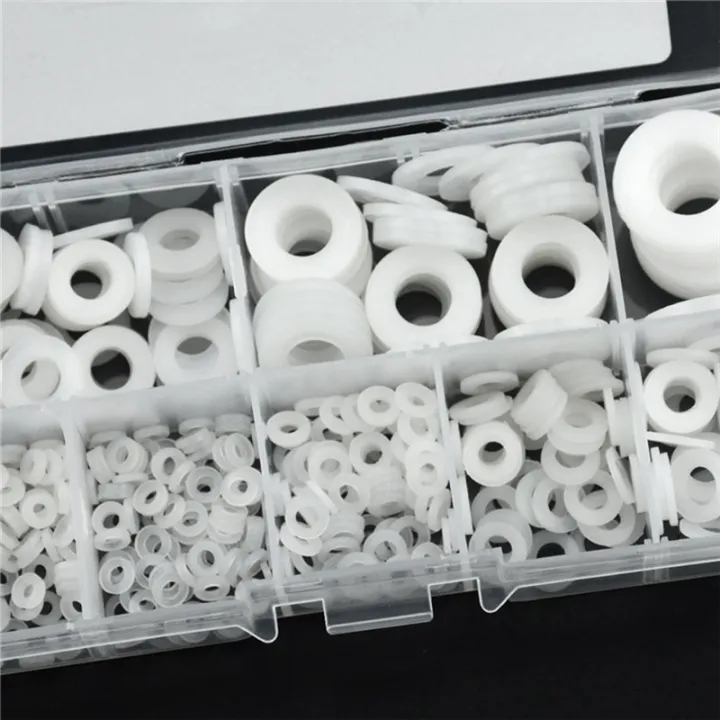 500Pcs%20White%20Nylon%20Flat%20Washer%20Gasket%20Set%20M2%20M2.5%20M3M4M5%20M6%20M8%20M10%20Plastic%20Sealing%20O-Rings%20Assortment%20Kit%20Fastener%20Replacement%20Spare%20Parts%20Accessories%20-%20Image%202