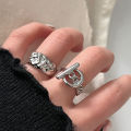 2024 Trendy Cut-Out Ot Buckle Styling Chunky Rings Fashion Jewelry Silver Rings Wedding Ring Set for Women And Men. 