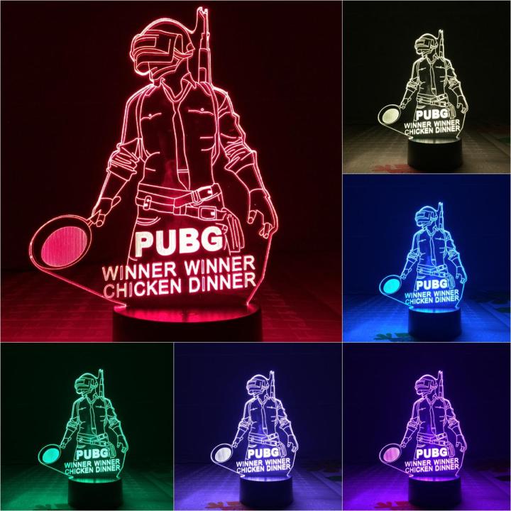 【Hey my home】FPS Game Player PUBG 3D Led Night Light Battlegrounds Dinner Boys Kids Birthday Gifts Desk lamp bedroom
