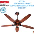 Royal Decorum 1400MM (56") Ceiling Fan (Sheesham Wood) Made in Pakistan. 