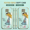 For Redmi Note 9 Back Cover Luxury 6D Plating Lovly Girl Side Pattern Soft Silicone Square Mobile Phone Case.