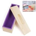 9PCS Silicone Soap Molds Kit,Rectangular Wooden Silicone Soap Mold Cutter SlicerHandmade Soap DIY for Soap Cake Making - Wood color. 