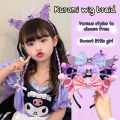 Sanrio Kuromi Headband Raw Edge Bow Hair Accessory Sweet Cartoon Headdress ANLAN.