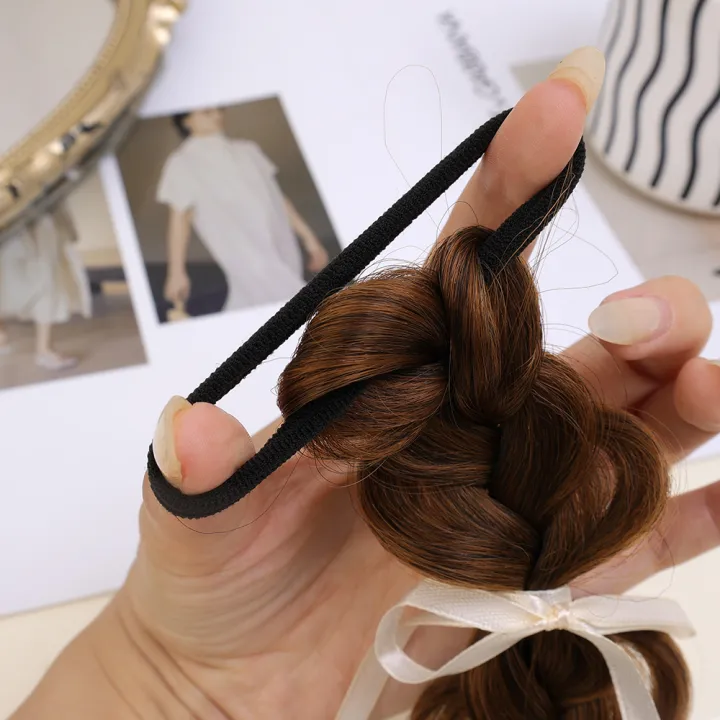 1/2Pcs%20Double%20Ponytail%20Wig%20Braid%20with%20Ribbon%20Women's%20Silk%20Bubble%20Braid%20Fried%20Dough%20Twists%20Braid%20Long%20Hair%20Braid%20-%20Image%204