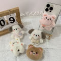 Cute creative plushy Phone Socket Universal bear puppy Mobile Phone Stretch Bracket Cartoon Phone Stand Finger Holder.