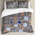 Science Duvet Cover King Size,DNA Bases Chemistry Biotechnology Bedding,Educational Theme Quilt Cover College Dorm Room Decor. 