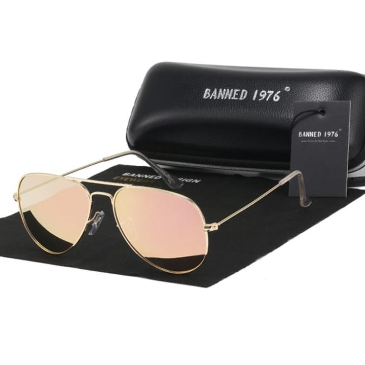 BANNED 1976 Classic HD Polarized Metal frame Aviation Sunglasses Designer Women Men Feminin Brand Name Oculos Vintage Glasses