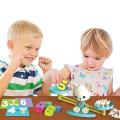 【HOT】 Montessori Math Cartoon Frog Cat Design Number Balance Scale Counting Game Kids Early Educational Learning Toys. 