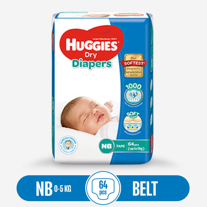 Huggies Disposable Dry Baby Diaper Belt (NB) New Born(0-5 Kg